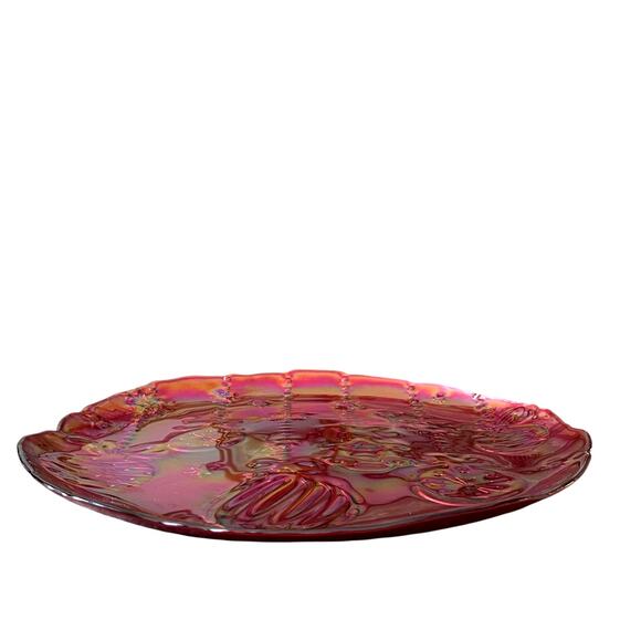 Akcam Red Turkish Carnival Glass Charger Plate 13in Christmas Ornaments New - Picture 10 of 15